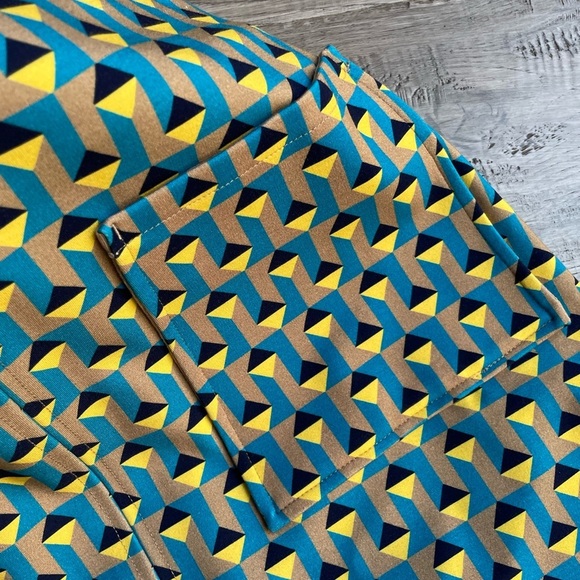 Anthropologie The Marisela Mini Skirt by Maeve Blue/Yellow/Black/Tan Retro SZ S - Picture 6 of 16